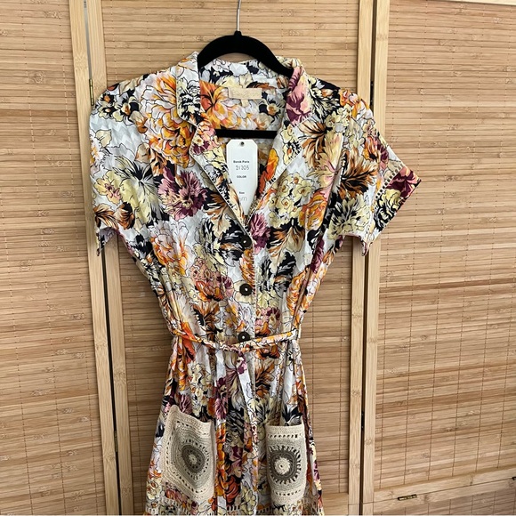 NWT Anthropologie Barok Floral Crochet Button Down Maxi Shirt Dress Size S/M - Picture 5 of 10